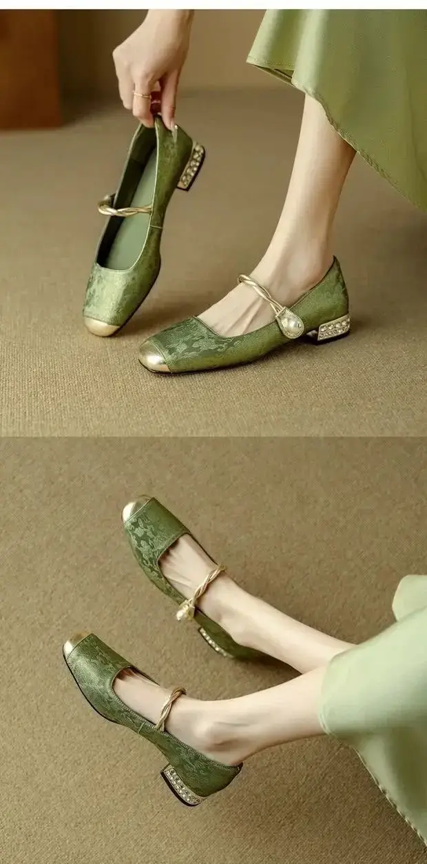 French Green Mary Jane Shoes 2025 Spring Summer — feature 7