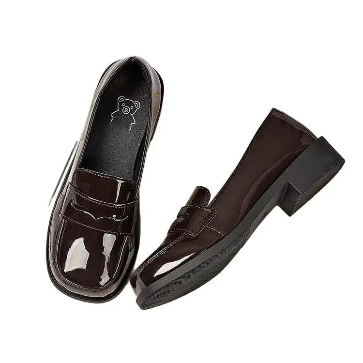 Spring Japanese Basic JK Small Leather Shoes Women's Patent Leather Square Head School for Uniform Shoes Bright Leather Lo Shoes Lolita Shoes