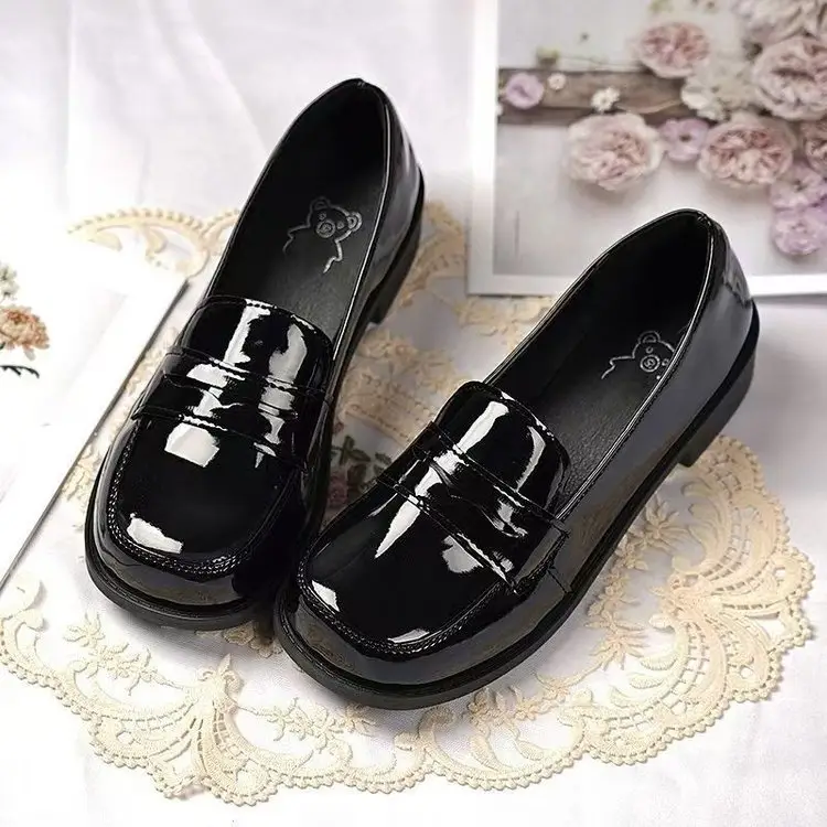 Spring Japanese Basic JK Small Leather Shoes Women's Patent Leather Square Head School for Uniform Shoes Bright Leather Lo Shoes Lolita Shoes — feature 1