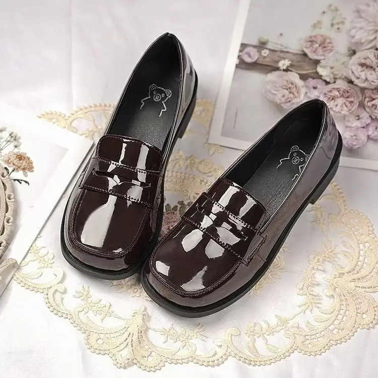 Spring Japanese Basic JK Small Leather Shoes Women's Patent Leather Square Head School for Uniform Shoes Bright Leather Lo Shoes Lolita Shoes — feature 2