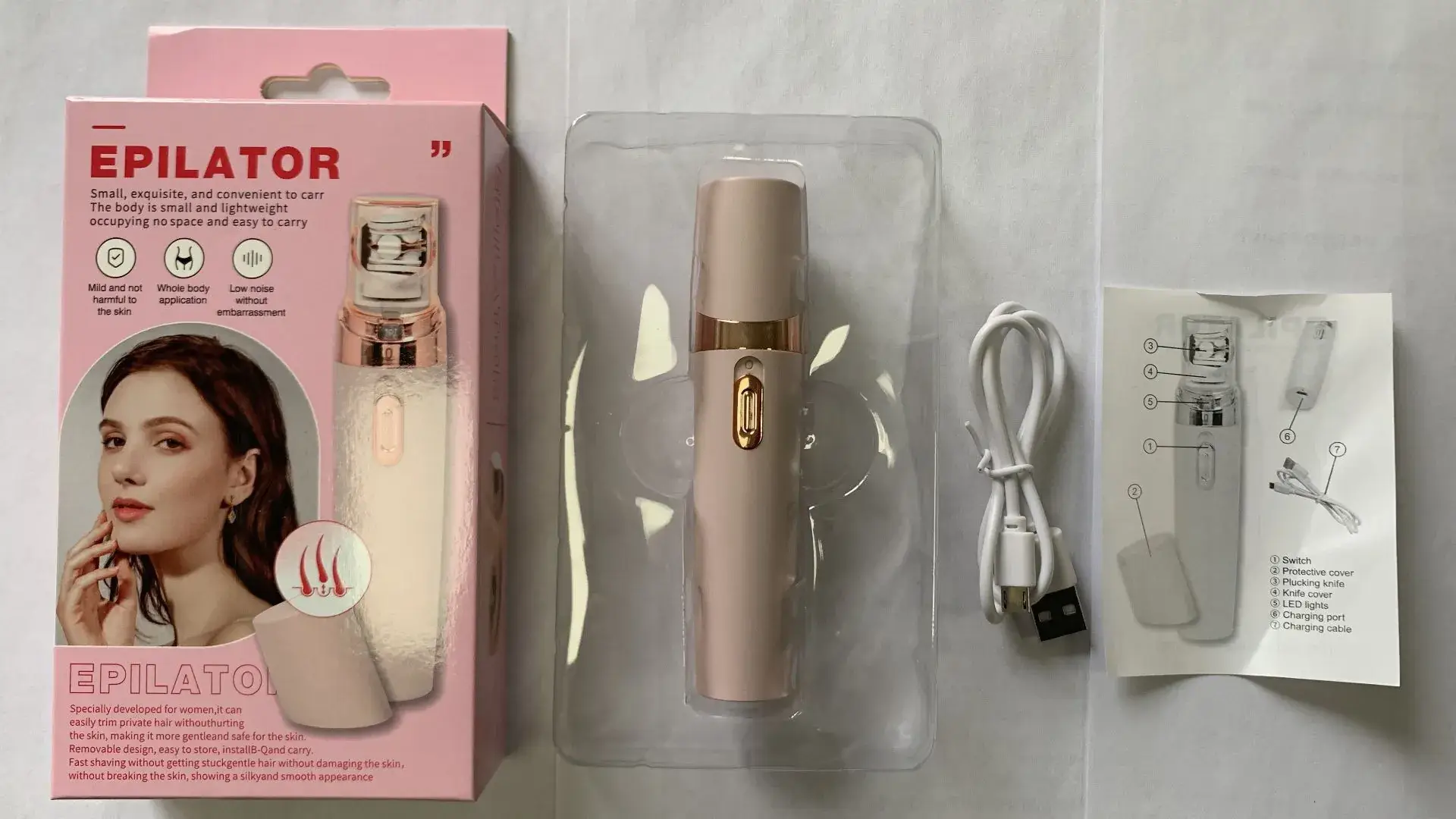 Electric Hair Puller for Women Rose Gold Mini Shaving Machine — feature 6