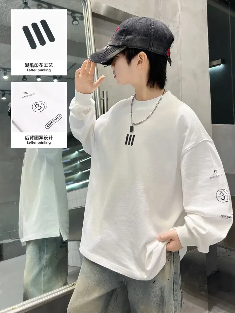 Boys White Long Sleeve T-Shirt Spring Autumn 2025 - Image 3