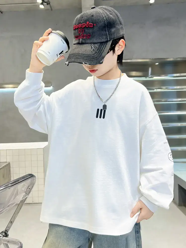 Boys White Long Sleeve T-Shirt Spring Autumn 2025 - Image 4