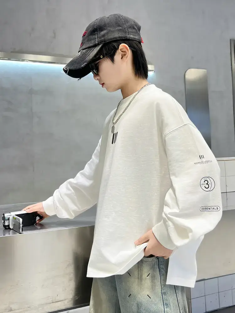 Boys White Long Sleeve T-Shirt Spring Autumn 2025 - Image 5