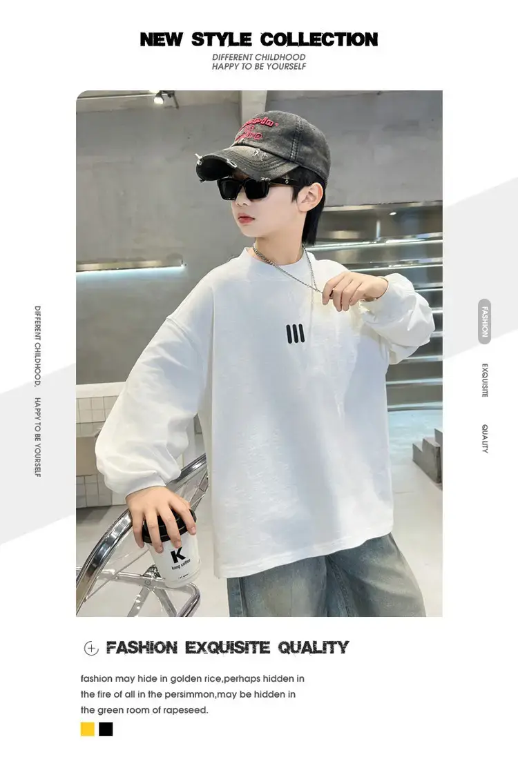 Boys White Long Sleeve T-Shirt Spring Autumn 2025 — feature 2