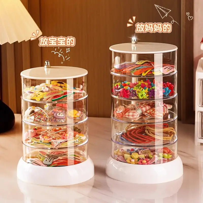 Children's Hair Accessories Storage Box Rotating Baby Hair Pin Headwear Clip Finishing Little Girl's Hair Rope Rubber Tendon Jewelry Box - Image 4