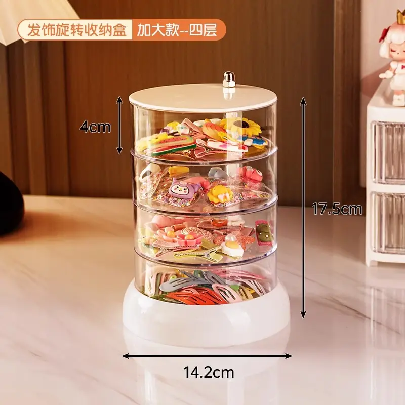 Children's Hair Accessories Storage Box Rotating Baby Hair Pin Headwear Clip Finishing Little Girl's Hair Rope Rubber Tendon Jewelry Box - Image 2