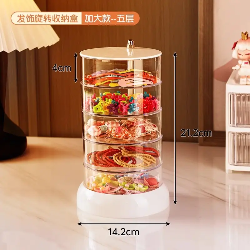 Children's Hair Accessories Storage Box Rotating Baby Hair Pin Headwear Clip Finishing Little Girl's Hair Rope Rubber Tendon Jewelry Box - Image 3