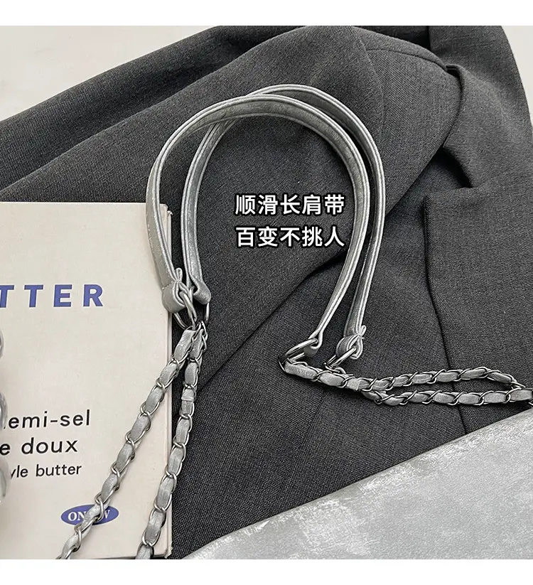 Women's Silver Velvet Shoulder Bag 2025 New Fashion — feature 2