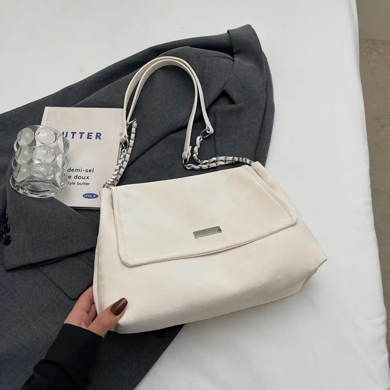 Women's Silver Velvet Shoulder Bag 2025 New Fashion - Image 6