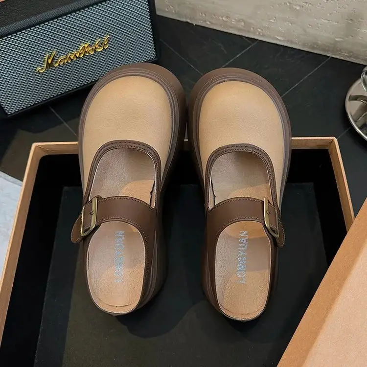 Small Birkenstocks Baotou Half Slippers Women's Outwear 2025 New Spring Heightened Platform Shoes Mary Jane Sandals - Image 4