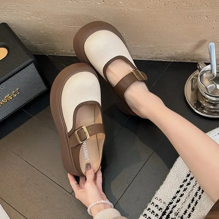 Small Birkenstocks Baotou Half Slippers Women's Outwear 2025 New Spring Heightened Platform Shoes Mary Jane Sandals - Image 5