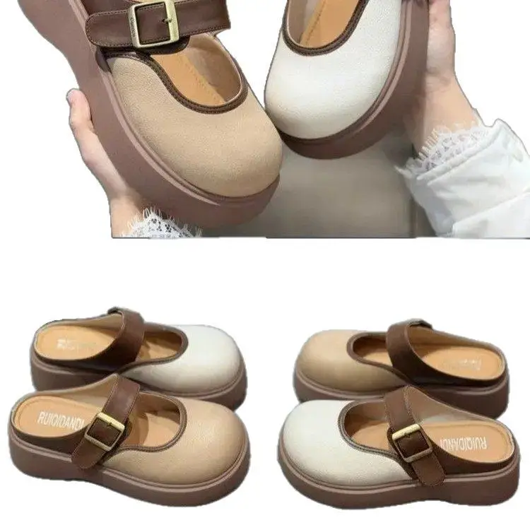 Small Birkenstocks Baotou Half Slippers Women's Outwear 2025 New Spring Heightened Platform Shoes Mary Jane Sandals - Image 7