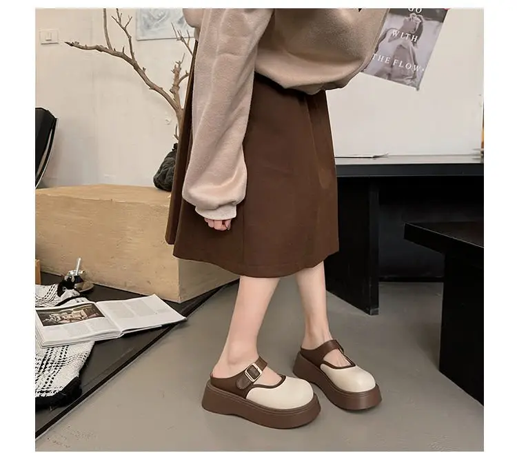 Small Birkenstocks Baotou Half Slippers Women's Outwear 2025 New Spring Heightened Platform Shoes Mary Jane Sandals — feature 2