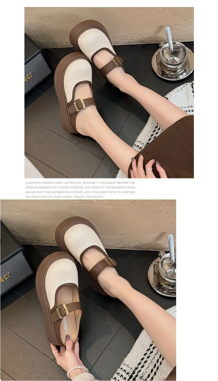 Small Birkenstocks Baotou Half Slippers Women's Outwear 2025 New Spring Heightened Platform Shoes Mary Jane Sandals — feature 4
