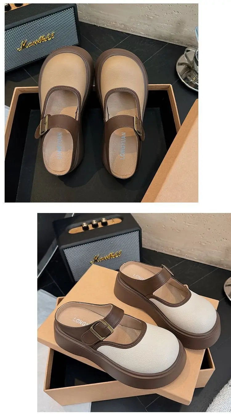 Small Birkenstocks Baotou Half Slippers Women's Outwear 2025 New Spring Heightened Platform Shoes Mary Jane Sandals — feature 6