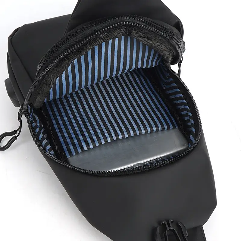 Men's Blue Crossbody Phone Bag with USB Charging - Image 6