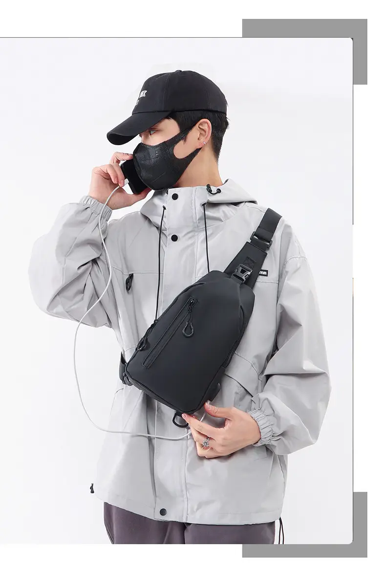 Men's Blue Crossbody Phone Bag with USB Charging — feature 16