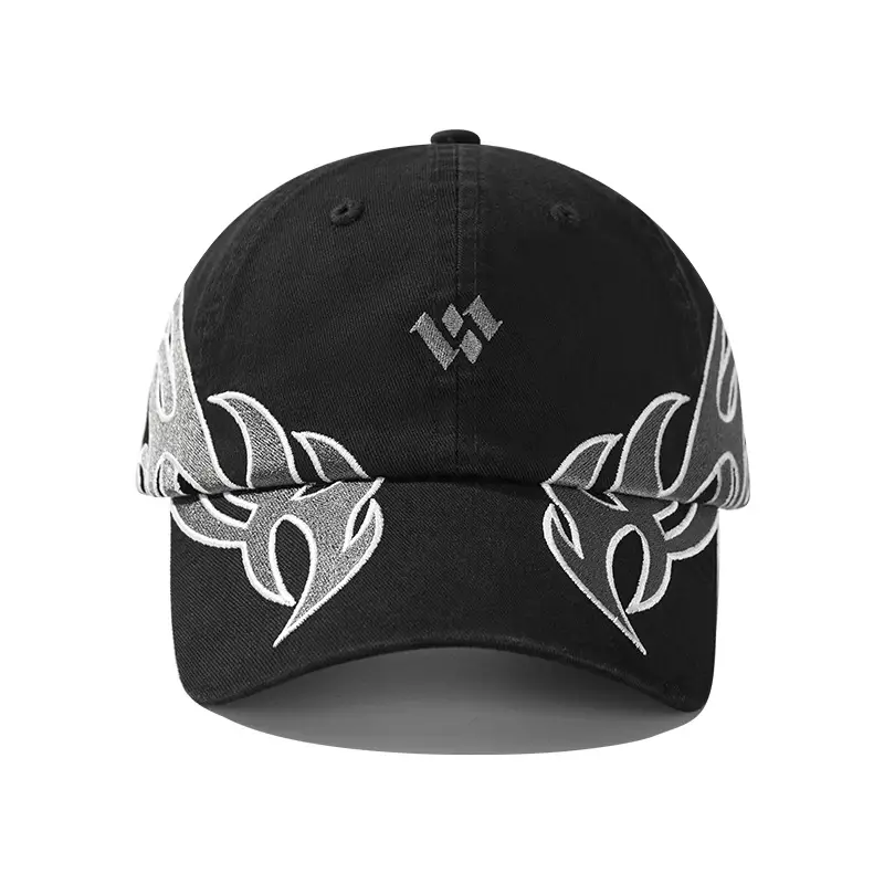 Women's Black Flame Wing Cap with Sunshade & Brand Logo - Image 2