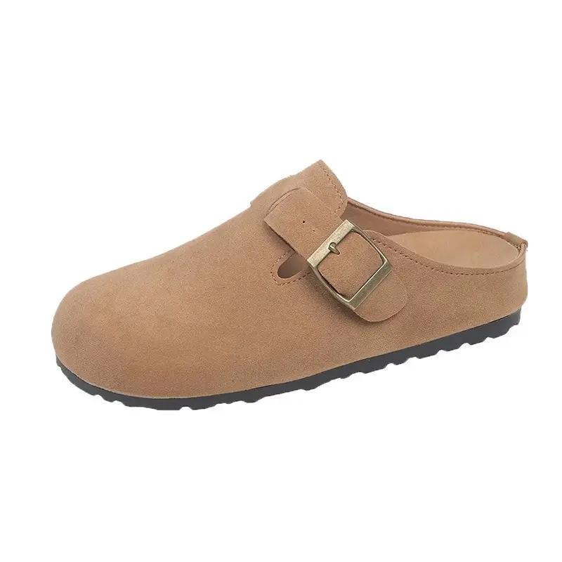 Women's French Retro Slipper Tan with Buckle