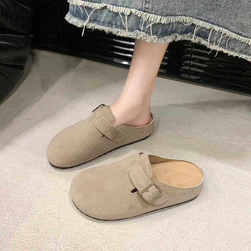 Women's French Retro Slipper Tan with Buckle — feature 5
