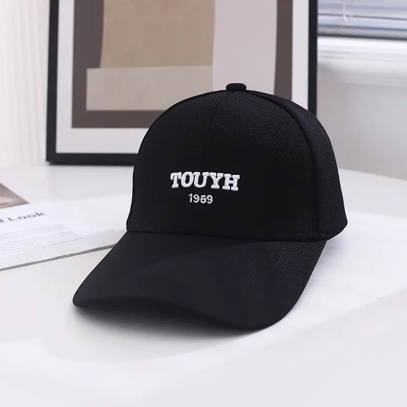 Black Embroidered Baseball Cap for Women Men Spring Summer - Image 2