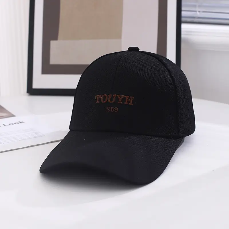 Black Embroidered Baseball Cap for Women Men Spring Summer - Image 4