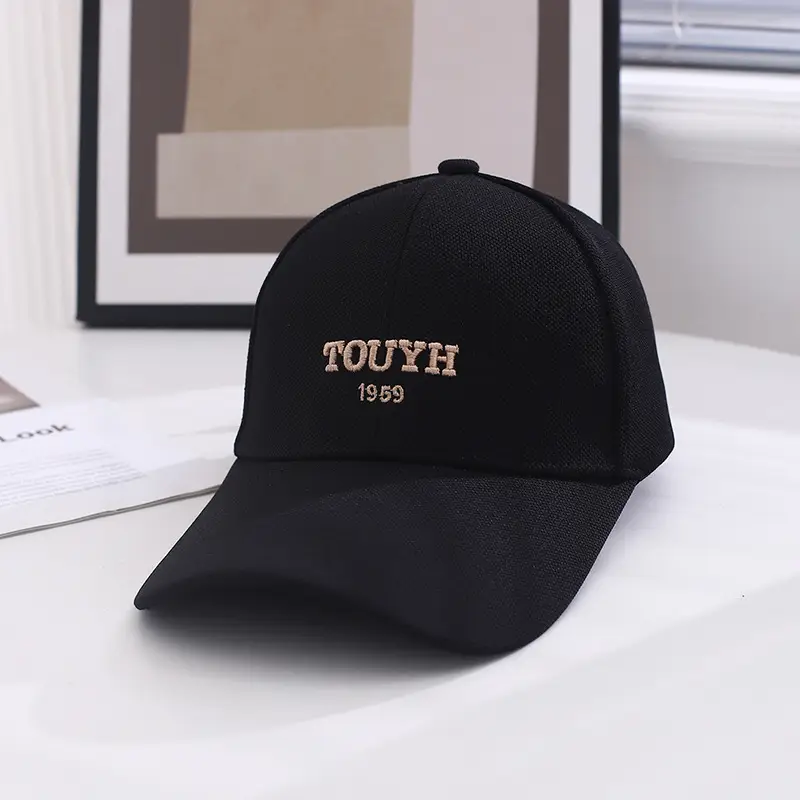 Black Embroidered Baseball Cap for Women Men Spring Summer - Image 6