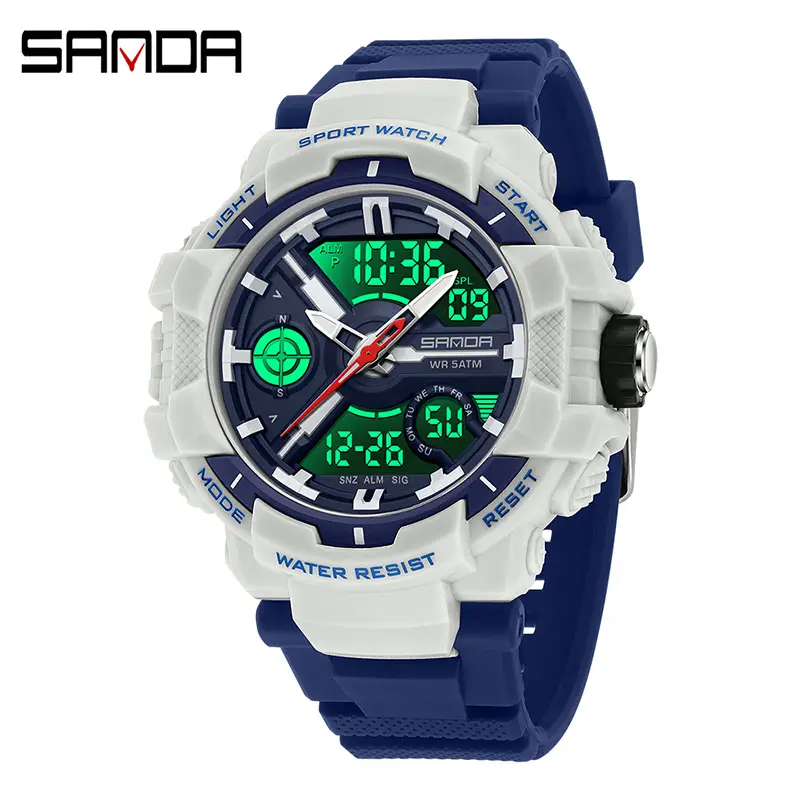 Sanda Waterproof Sports Watch Black Orange Digital Display - Image 22