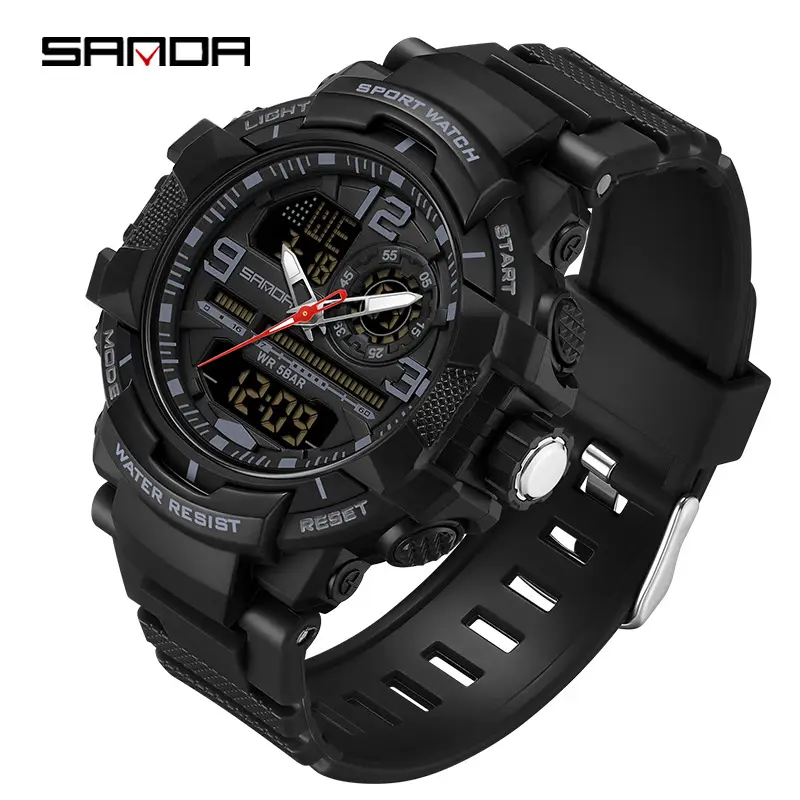 Sanda Waterproof Sports Watch Black Orange Digital Display - Image 11