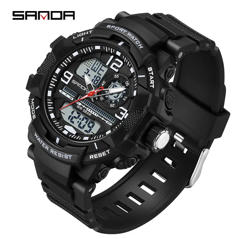 Sanda Waterproof Sports Watch Black Orange Digital Display - Image 12