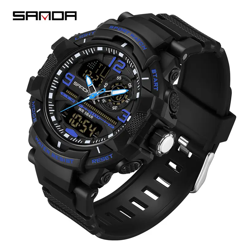 Sanda Waterproof Sports Watch Black Orange Digital Display - Image 15