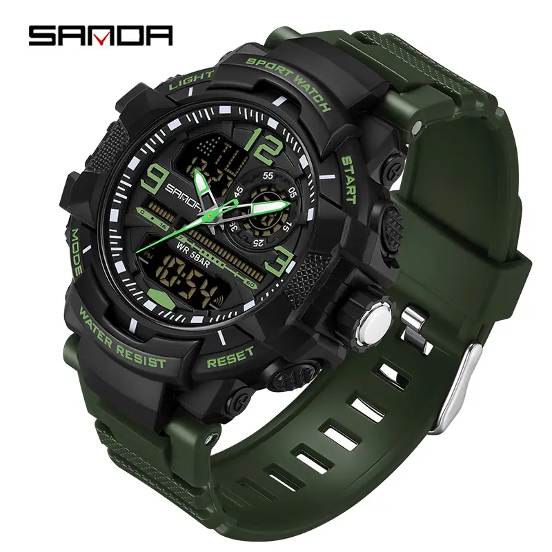 Sanda Waterproof Sports Watch Black Orange Digital Display - Image 17