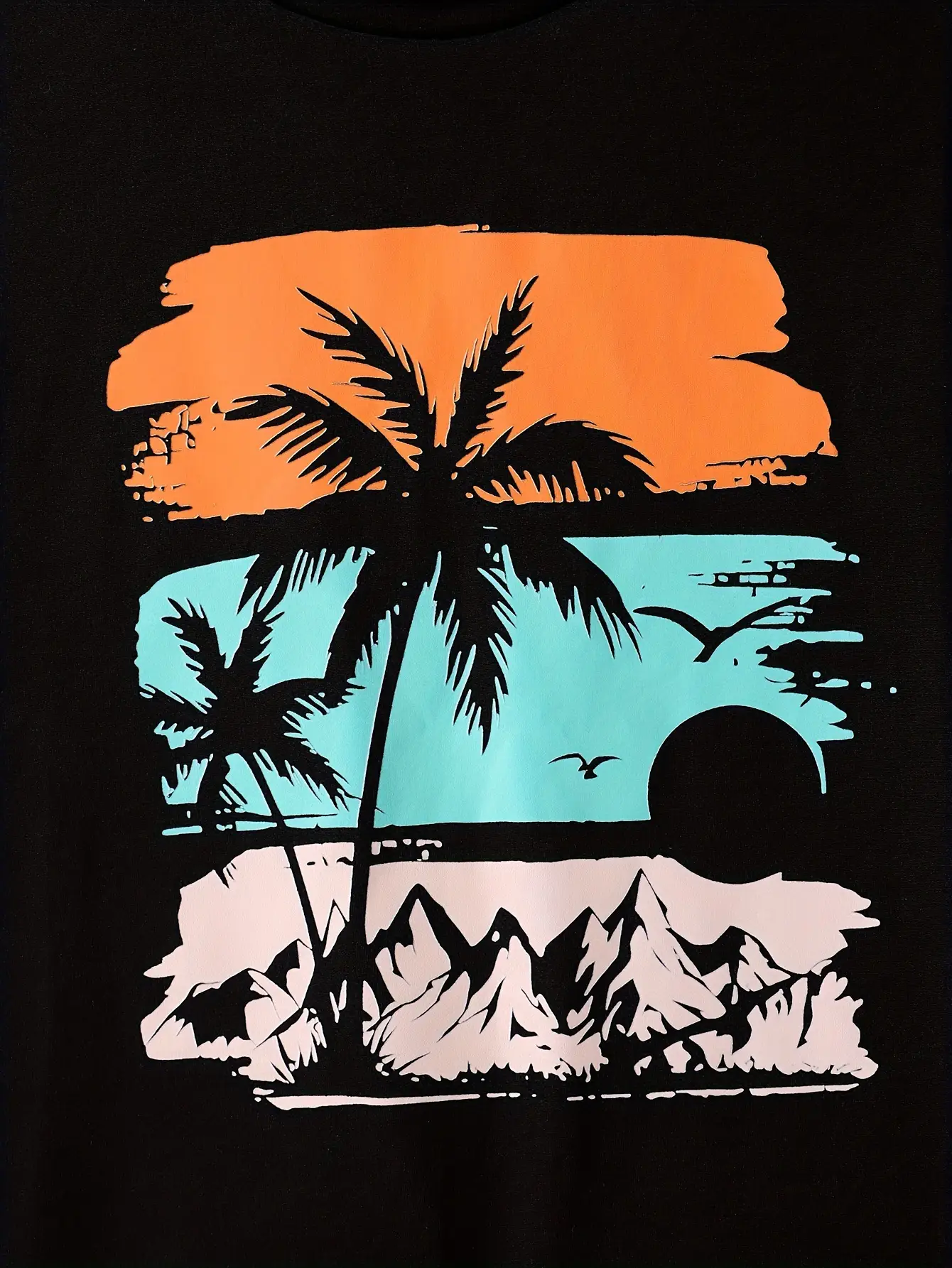 Kids Beach T-Shirt Black Orange Palm Print - Image 5