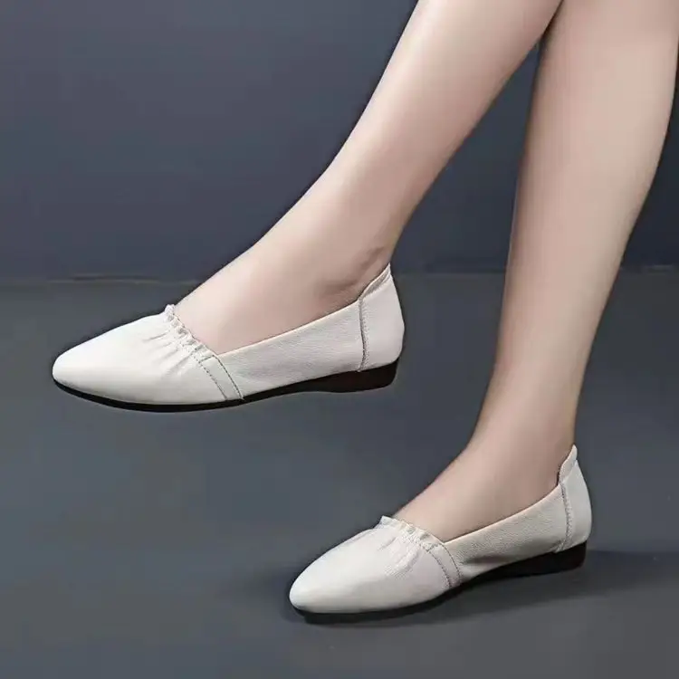 Spring 2025 New Soft Leather Shallow Mouth Flat Shoes Women's All-match Beef Sole Soft Sole Non-slip Work Shoes for Women - Image 8
