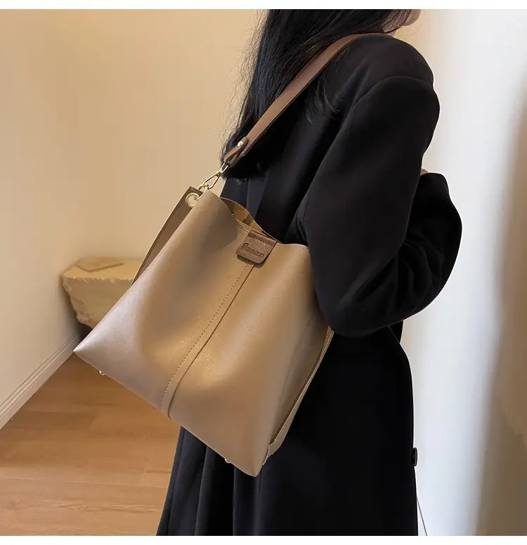 Women's Cream Bucket Bag with Brown Strap 2024 — feature 37