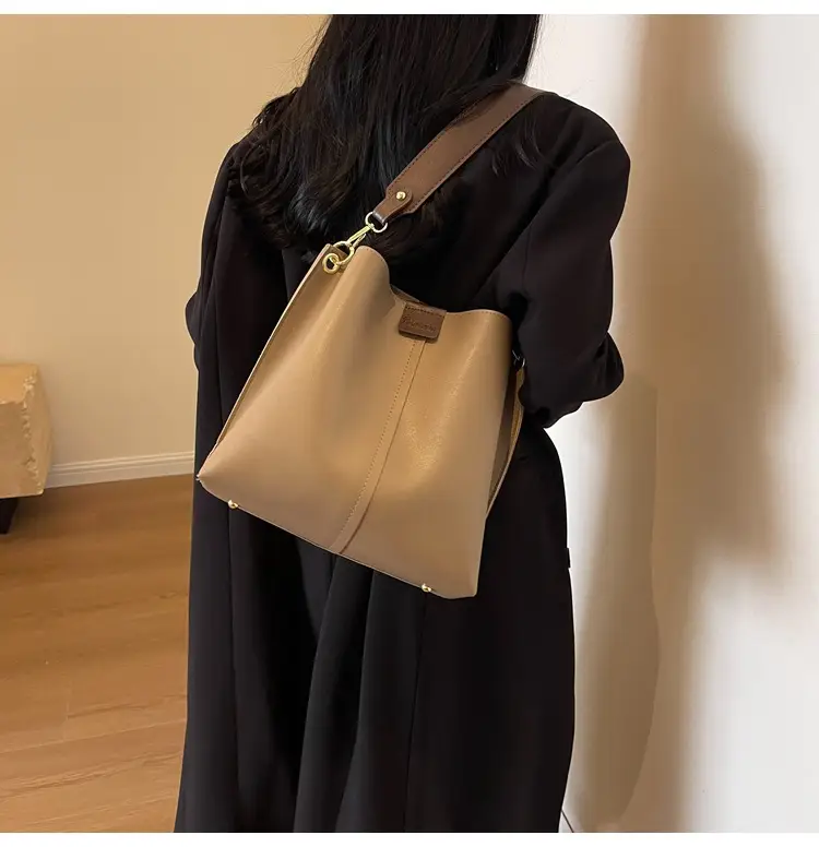 Women's Cream Bucket Bag with Brown Strap 2024 — feature 38
