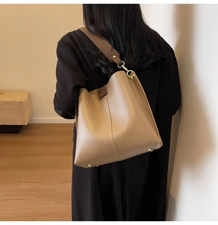 Women's Cream Bucket Bag with Brown Strap 2024 — feature 40