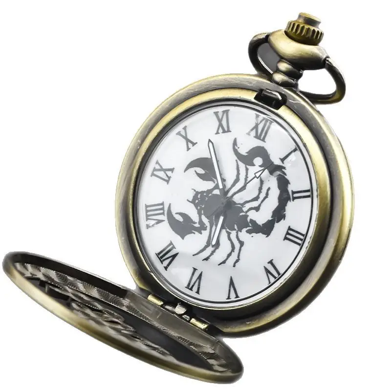 Vintage Quartz Pocket Watch with Glitter Scorpion Design - Image 5