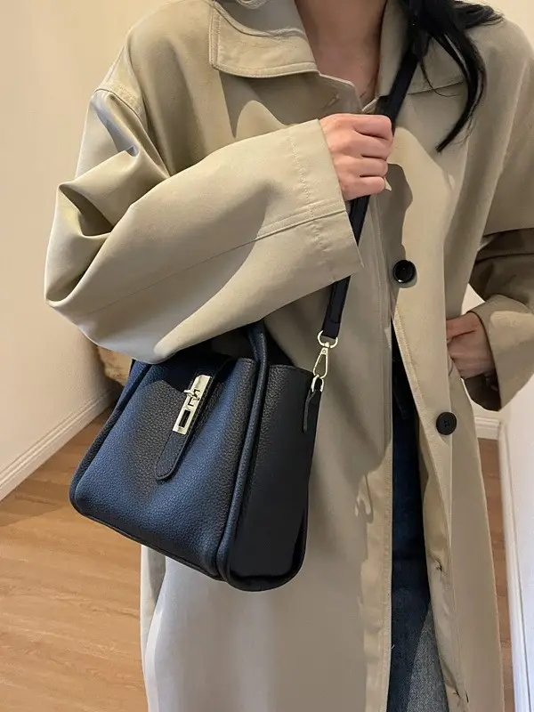 Women Textured Shoulder Bag Brown Large Capacity Commuting - Image 8