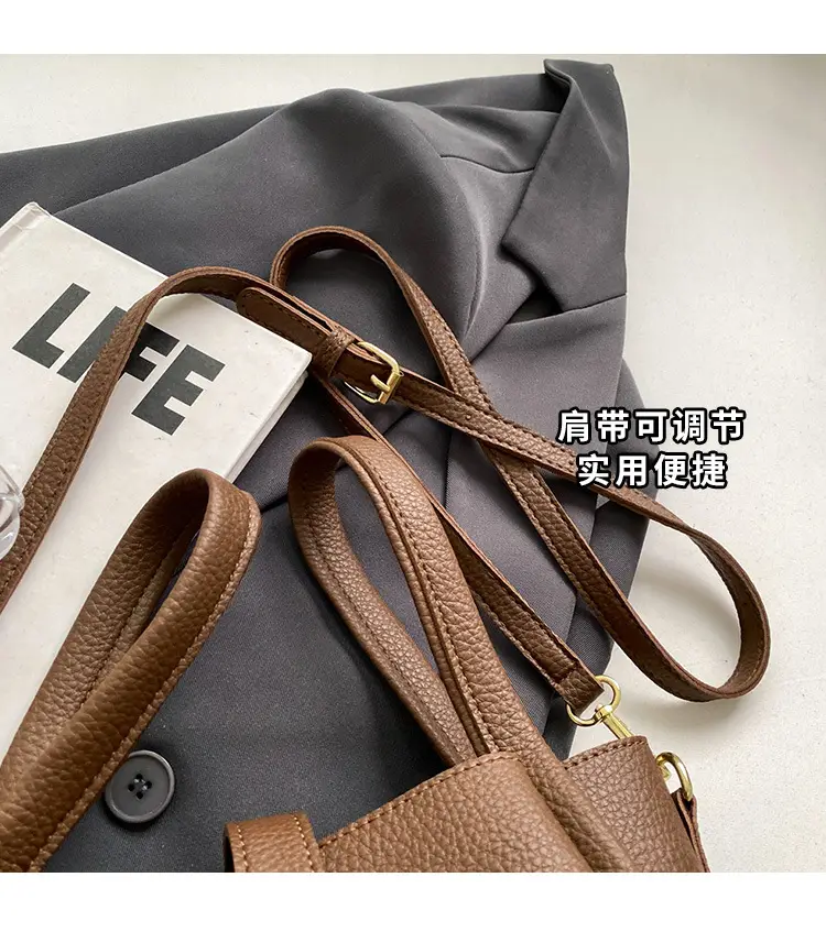 Women Textured Shoulder Bag Brown Large Capacity Commuting — feature 5