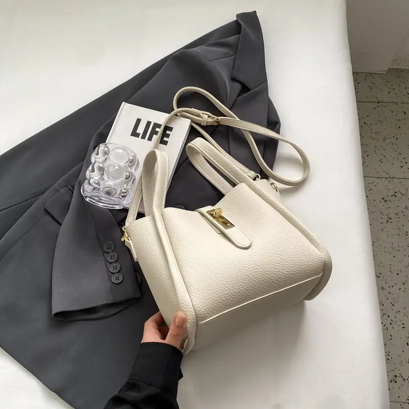 Women Textured Shoulder Bag Brown Large Capacity Commuting - Image 5