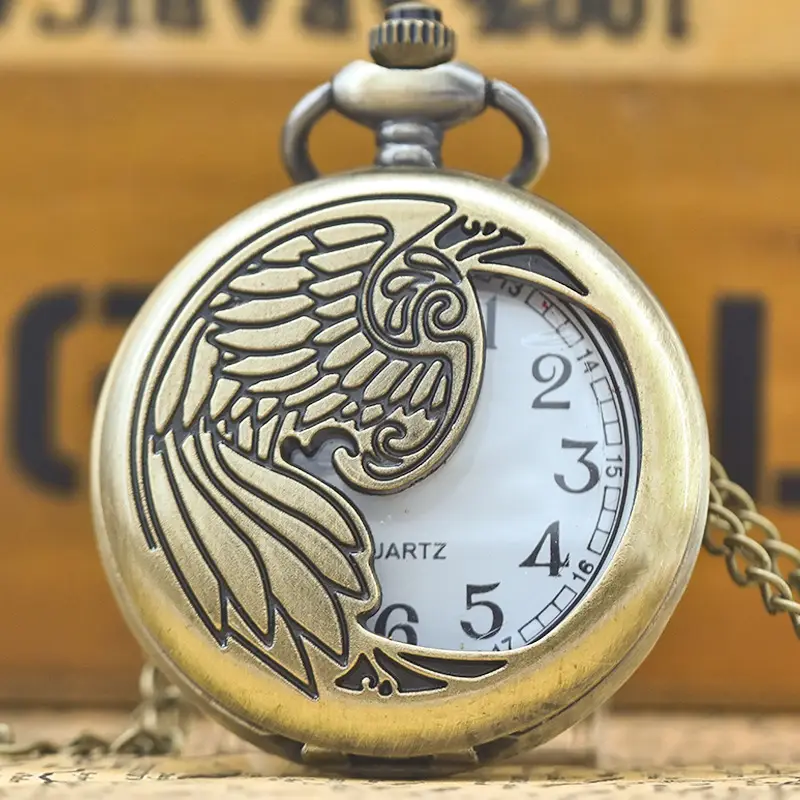 Hollow Quartz Pocket Watch with Half Eagle Design - Image 2