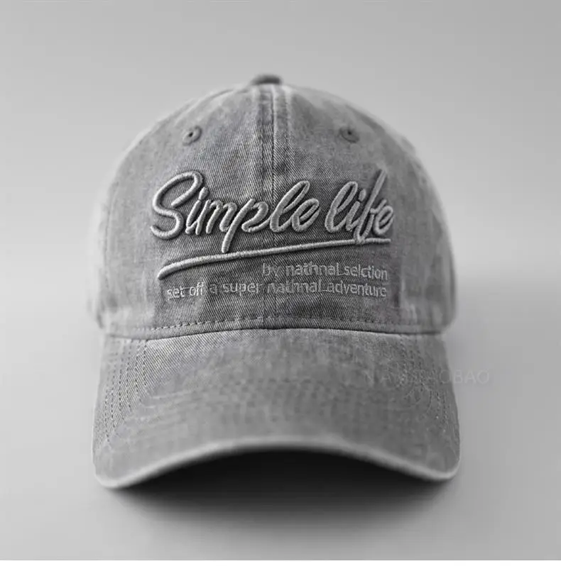 2025 Embroidered Baseball Cap Men Women Grey Wide Brim — feature 5