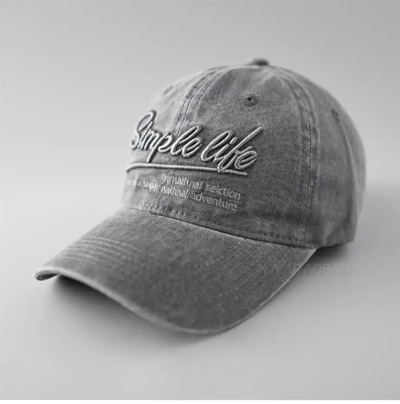 2025 Embroidered Baseball Cap Men Women Grey Wide Brim — feature 9