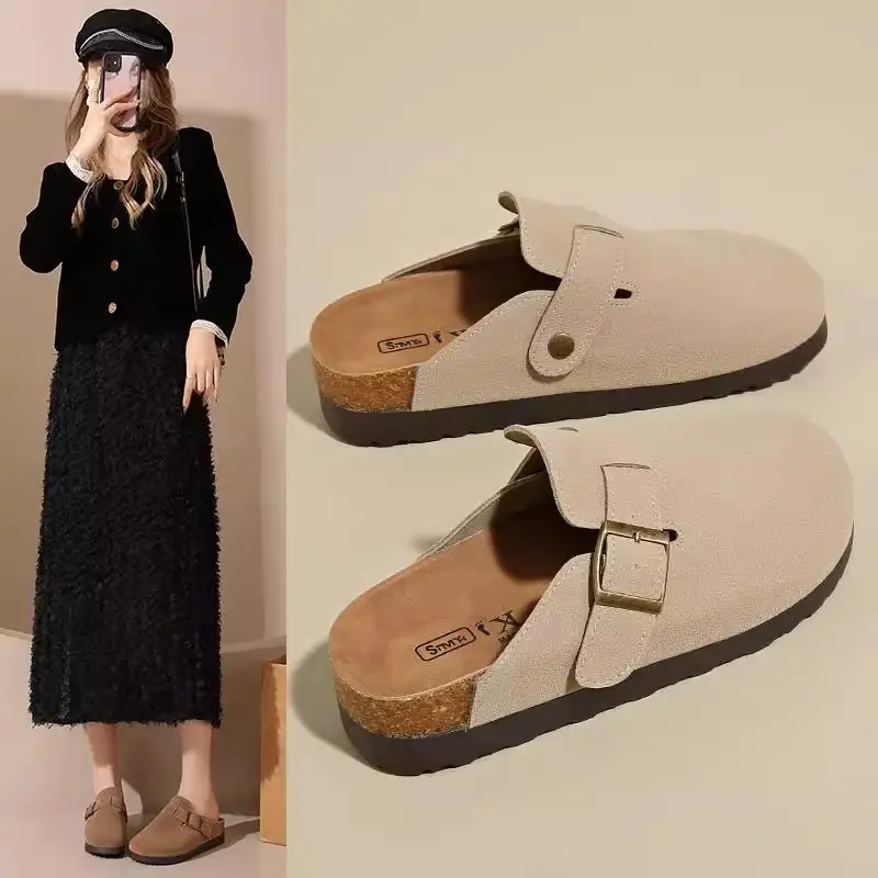 Retro Birkenstock-Style Clogs for Women, Outdoor Wear, 2026 Spring/Summer New Thick-Soled Slip-On Casual Lazy Half-Slipper - Image 5