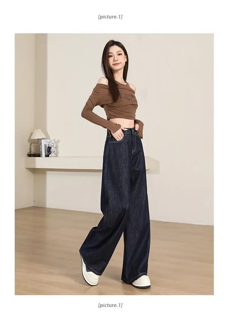 Dark Blue Wide Leg Pants for Women 2025 Spring — feature 11