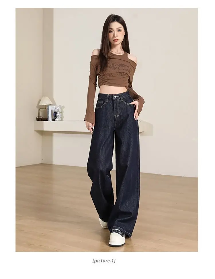 Dark Blue Wide Leg Pants for Women 2025 Spring — feature 12