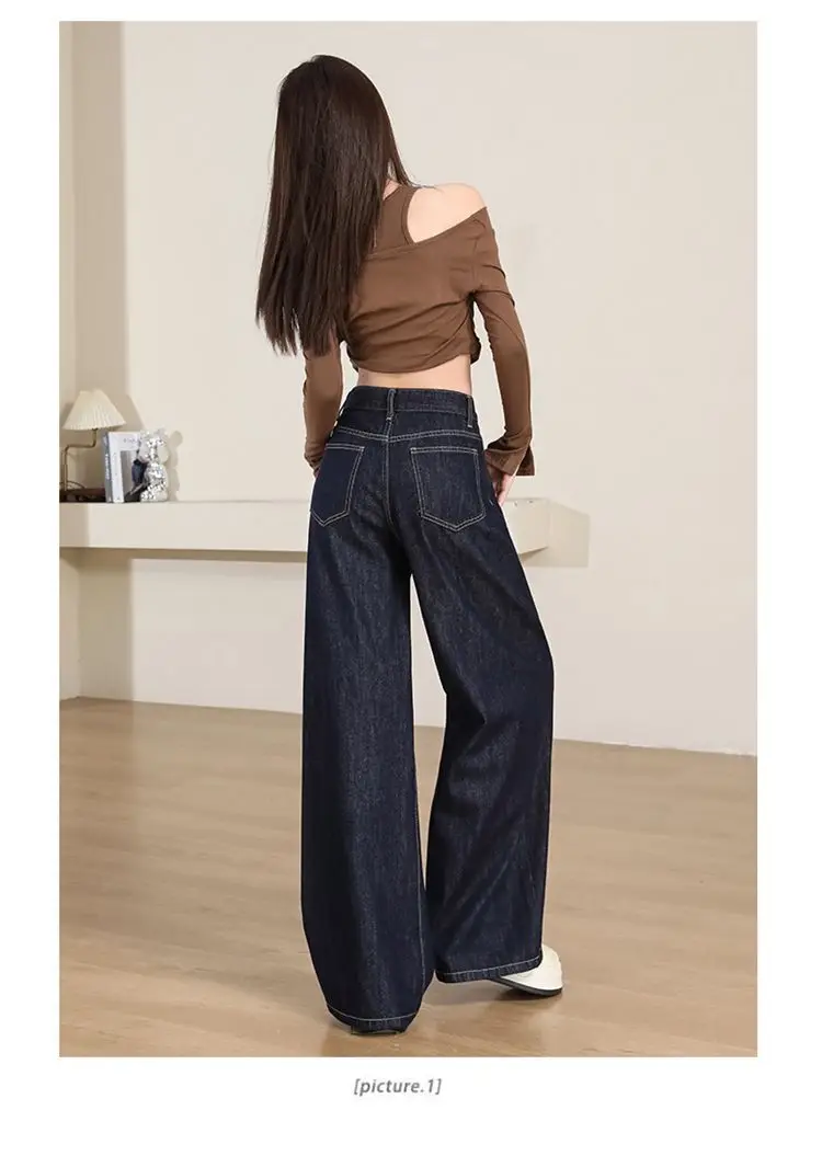 Dark Blue Wide Leg Pants for Women 2025 Spring — feature 16