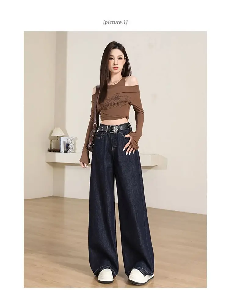 Dark Blue Wide Leg Pants for Women 2025 Spring — feature 6